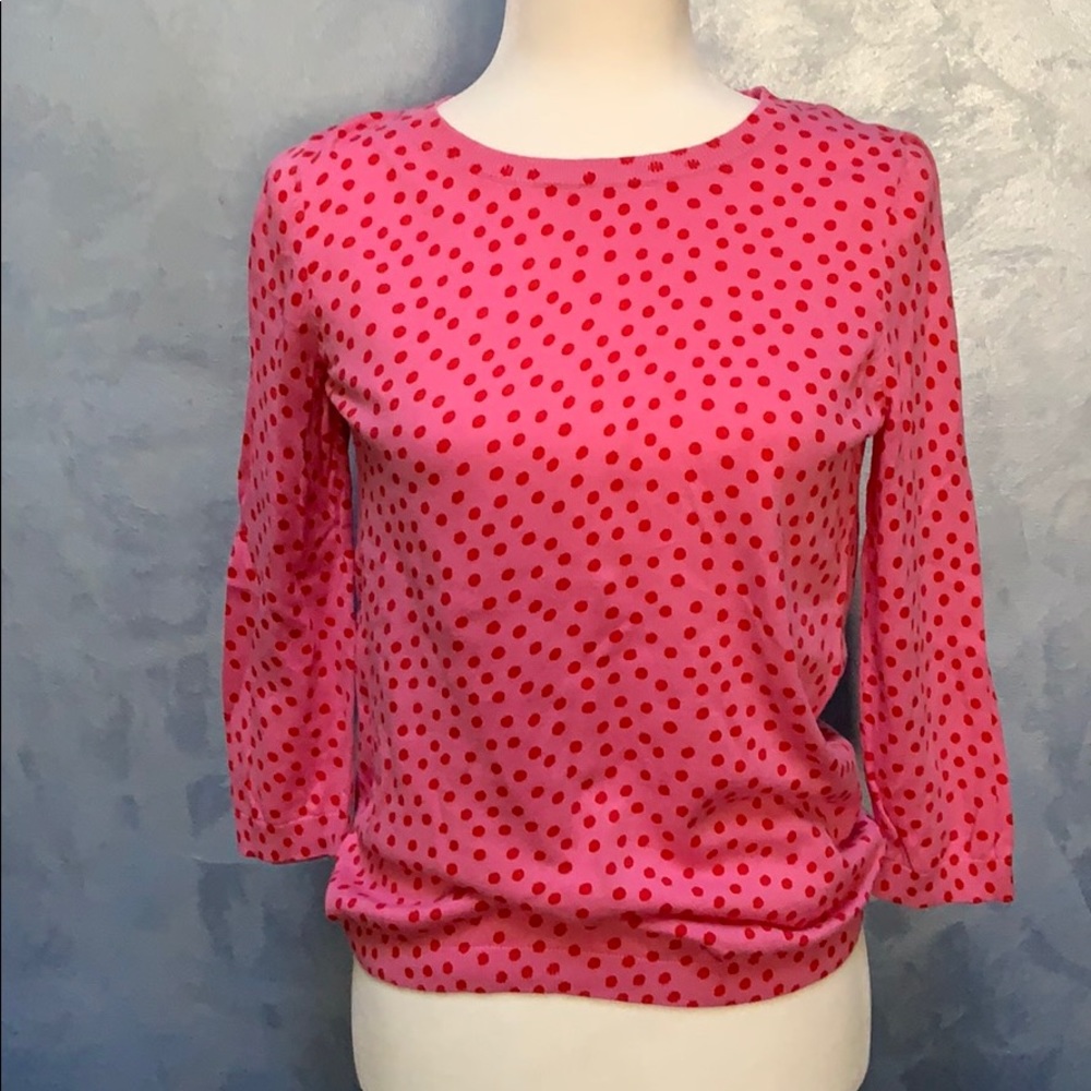 Ann Taylor Pink | Red Polka Dot Sweater Cardigan